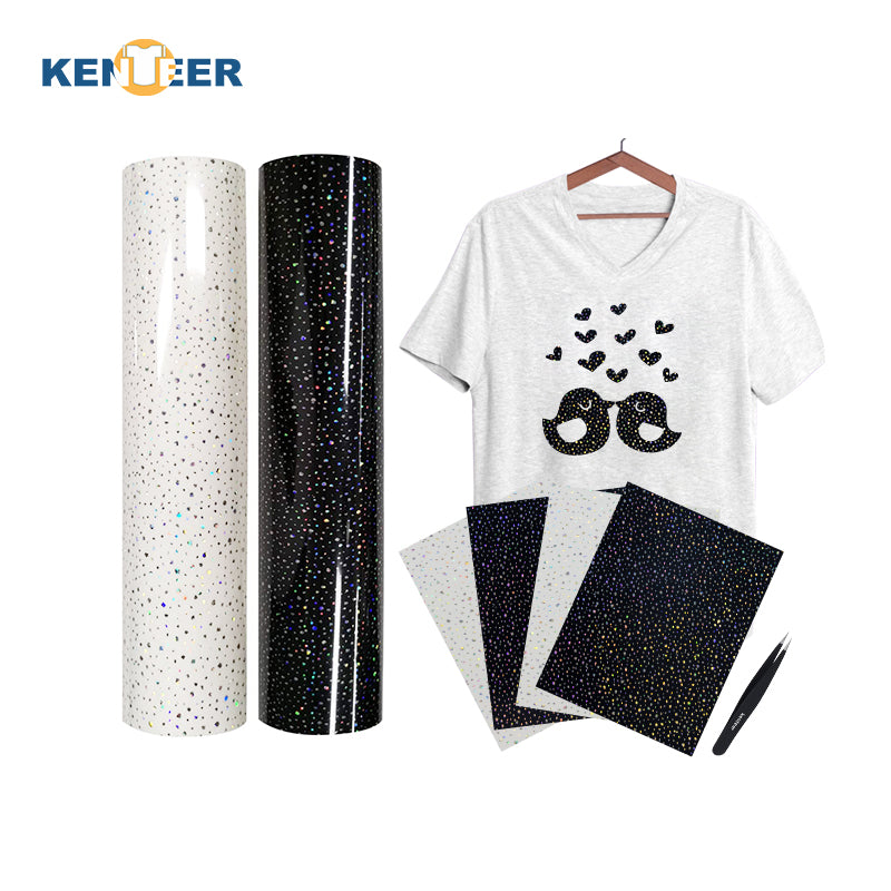 Black and White Starry Sky Patterned Print HTV Heat Transfer Iron On Vinyl For T-shirts