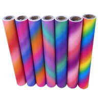 Load image into Gallery viewer, Holographic rainbow glossy sparkle vinyl sticker glitter gradient color Self Adhesive Vinyl Roll for DIY Craft
