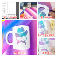 Load image into Gallery viewer, Holographic rainbow glossy sparkle vinyl sticker glitter gradient color Self Adhesive Vinyl Roll for DIY Craft
